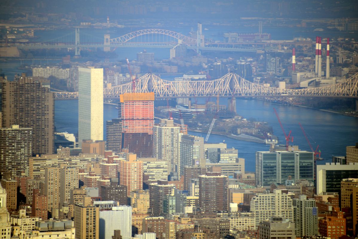 22 Manhattan Close Up United Nations Building, Ed Koch Queensboro Bridge With Hell Gate Bridge In The Distance From One World Trade Center Observatory Late Afternoon